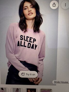 Pink "Sleep All Day" party girl Sommers Graphic Pullover Sweatshirt